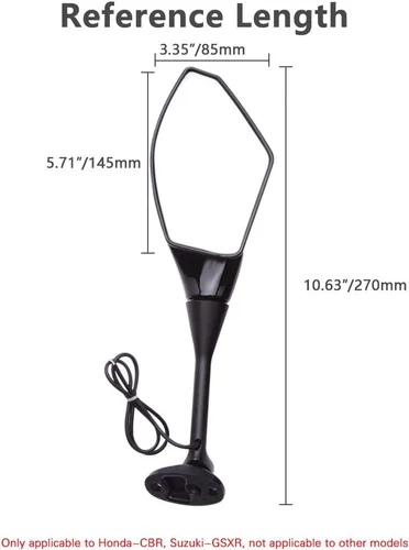 Miniatura 4 de DREAMIZER Espejos retrovisores para motocicleta con luz de señal de giro integrada, espejo de manillar compatible con CBR500RR CBR600RR CBR1000RR
