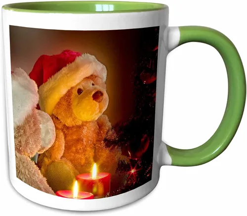 Miniatura 7 de 3dRose Doreen Erhardt Teddy Bears – Osos de Navidad con día festivo Árbol de y velas – Tazas, Negro/Blanco