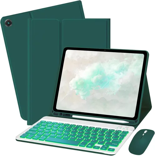 Miniatura 11 de Funda con teclado Bxomteng para Samsung Galaxy Tab A9+ / A9 Plus de 11 pulgadas - Funda con teclado retroiluminado de 7 colores y ratón (Negro)