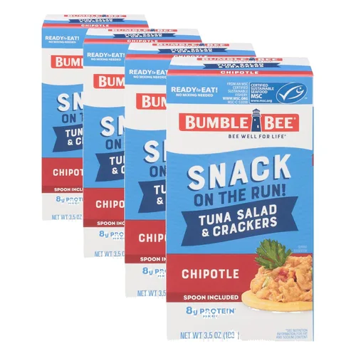 Miniatura 30 de Bumble Bee Snack On The Run - Kit de ensalada de atún original con galletas saladas, paquete de bocadillos de proteína listo para comer, 8g