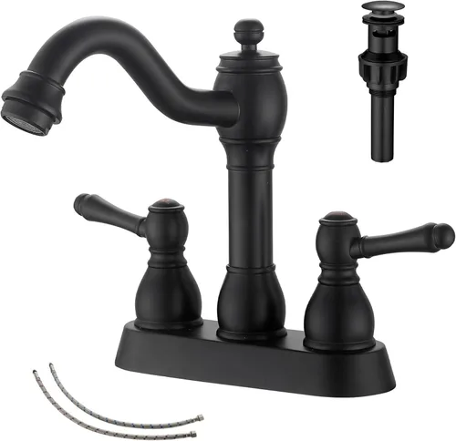 Miniatura 12 de Grifo giratorio de 360 ° con un solo orificio para lavabo de baño, desagüe desplegable a juego sin desbordamiento, bronce aceitado Bronce frotado