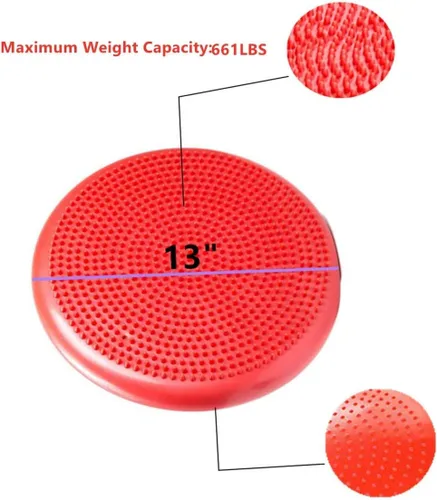 Miniatura 2 de Cojín de estabilidad inflado, cojín de asiento de equilibrio de yoga para aliviar el dolor, recuperación del suelo pélvico, entrenamiento de Rojo