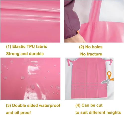 Miniatura 6 de ELEBOX Delantal impermeable a prueba de aceite delantal utilitario delantal resistente a productos químicos con manga delantal de trabajo ultra Rosa