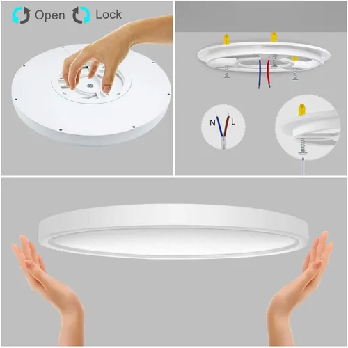 Miniatura 4 de LightingWill Lámpara de techo LED de montaje empotrado, 3200 lúmenes, luz blanca diurna de 5000 K, 12 pulgadas 24 W, accesorio de iluminación