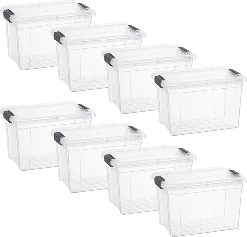 Miniatura 37 de Superio - Cajas de almacenamiento pequeñas planas transparentes con tapas, contenedores de plástico de 4.5 cuartos de galón para organizar, cajas