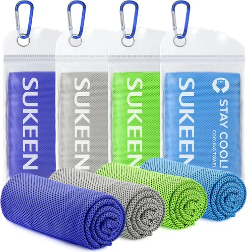 Miniatura 11 de Sukeen Paquete de 4 toallas refrescantes (40 x 12 pulgadas), toalla de hielo, toalla suave y transpirable, toalla de microfibra para yoga