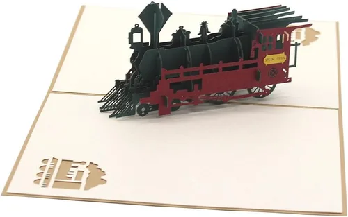 Miniatura 2 de HLXFF3 Cute Star Retro Train 3D Pop Up Tarjetas de felicitación con sobre, regalo para el Día del Padre, Día de Acción de Gracias, cumpleaños, mejor