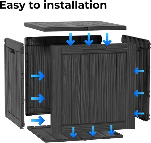 Miniatura 4 de Caja de almacenamiento para exteriores de 35 galones, caja de resina impermeable y con cierre para terraza, grande, contenedor de almacenamiento