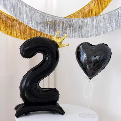 Miniatura 6 de Globos de aluminio grandes con corona negra número 0 para niños y niñas, cumpleaños, boda, aniversario, fiesta, baby shower, suministros 0