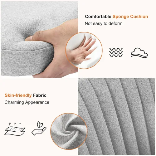 Miniatura 4 de Sweetcrispy Silla de tocador sin brazos, bonita y cómoda silla de escritorio para oficina en casa con ruedas, moderno asiento de trabajo tapizado