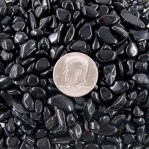 Miniatura 7 de Guijarros decorativos de cristal de 1 libra (460 g), piedras de obsidiana de forma irregular, pequeñas piedras pulidas trituradas, grava de piezas