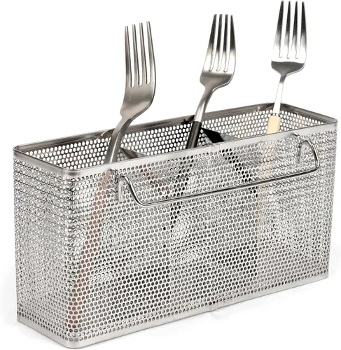 Miniatura 7 de LENITH Soporte perforado para utensilios de cocina con ganchos, almacenamiento de acero inoxidable 304 para organizador, apto para lavavajillas