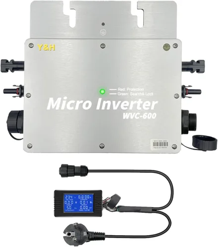 Y&H Micro inversor de conexión a red solar de 600W con pantalla de visualización de monitoreo de datos AC impermeable IP65 MPPT DC28-50V Entrada PV