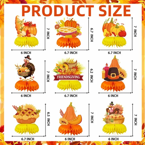 Miniatura 9 de 9 piezas de decoración de centro de mesa de otoño, decoración de mesa para fiesta de otoño, centro de mesa de Acción de Gracias, centro de mesa