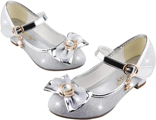 Amtidy Girls Dress Shoes Mary Jane Wedding Party Shoes Glitter Bridesmaids Princess Heels