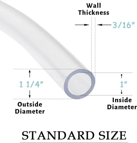 Miniatura 2 de DAVCO Tubo de vinilo transparente de 5 pies x 1 pulgada de diámetro, manguera de tubo de PVC híbrida flexible, tubo de plástico ligero resistente a
