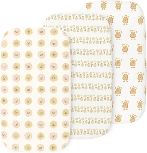 Miniatura 25 de Organic Cotton Bassinet Sheets, 3-Pack Fitted Bassinet Mattress Sheets for Baby Boys & Girls Compatible with Halo BassiNest, Graco, Baby Delight &