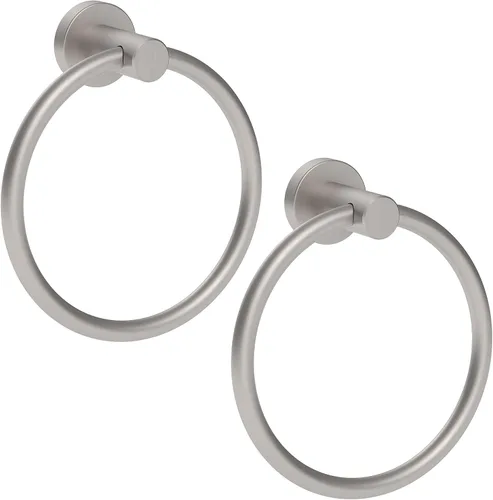 Miniatura 12 de RARXTR Toallero de níquel cepillado, soporte para toallas de mano para baño, cocina, base redondeada moderna, montaje en pared, acero inoxidable