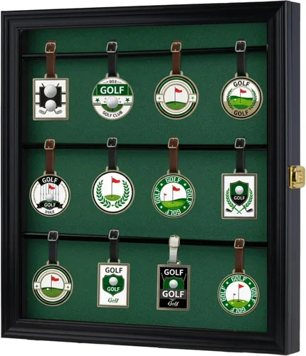 Estuche de exhibición de la colección de etiquetas para palos de golf, con capacidad para montaje en pared, caja de madera con 98% acrílico UV para