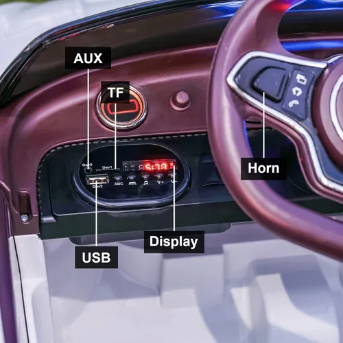 Miniatura 5 de SEHOMY - Auto blanco eléctrico para niños de 12 V con control remoto para padres, autos con licencia Bentley para niños, auto de juguete para niños