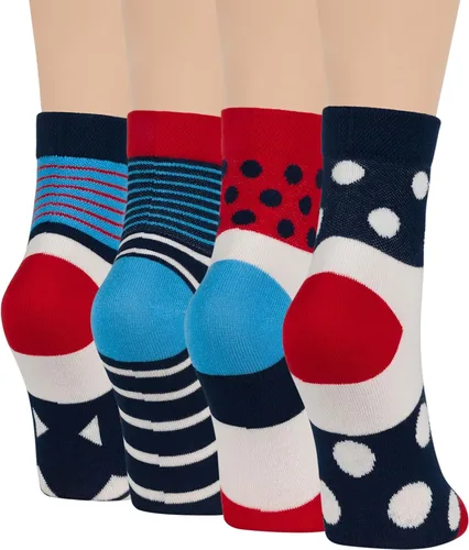 Miniatura 34 de 7BIGSTARS KINGDOM Women's Cotton Quarter Non-Binding Diabetic Fashion Socks-L-M-4 Pack-Multicolor