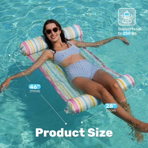 Miniatura 7 de Sloosh Paquete de 3 flotadores inflables 4 en 1 para piscina, hamacas de agua, accesorios multiusos para piscina