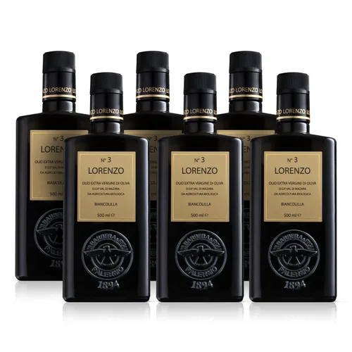 Barbera Lorenzo #3 Aceite de oliva virgen extra orgánico DOP Val di Mazara, frutal, aceite de oliva siciliano auténtico extraído en frío, aceite de