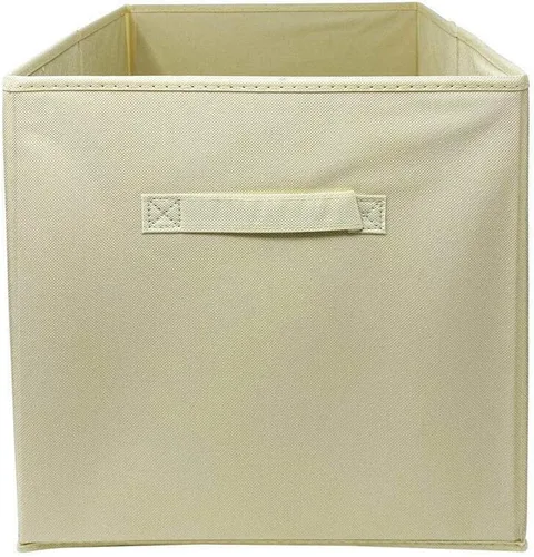 Miniatura 2 de Paquete de 6 cubos grandes de almacenamiento de tela, organizador de canastas de 13 x 13 x 13 pulgadas, color beige con asa de tela