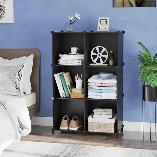 Miniatura 4 de AWTATOS Organizador de Almacenamiento en Cubos, Estantes de Cubos de Almacenamiento Estantería, 6 Cubos Organizadores de Closet y Almacenamiento