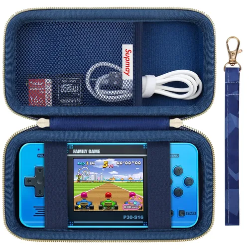 Supmay Funda de transporte compatible con WELLST·G Consola de juegos portátil para niños - 220 videojuegos retro precargados, funda de Cubo azul