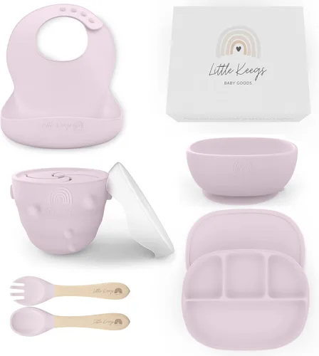 Miniatura 11 de Juego de alimentación para bebés, juego de regalo imprescindible para bebés, suministros de destete para bebés, juego de alimentación de silicona