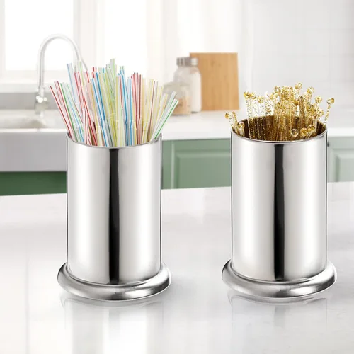 Miniatura 5 de ZEAYEA Paquete de 6 soportes para pajitas de acero inoxidable, dispensador de paja para encimera, contenedor organizador de pajitas para tiendas