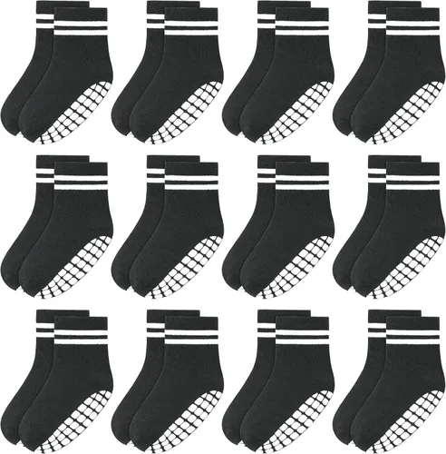 Miniatura 17 de Tphon Calcetines para Niños Pequeños, Calcetines Antideslizantes para Bebés para Niños y Niñas, 12 Pares de Calcetines para Niños Infantes de 6M-10