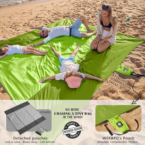 Miniatura 2 de WEKAPO Manta de Playa Resistente a la Arena e Impermeable, Alfombrilla de Playa Extra Grande, Alfombrilla Sin Arena de Tamaño Grande y Compacta