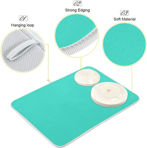 Miniatura 41 de Tapete rojo para secar platos pequeños, accesorios de cocina, tapete escurridor de platos de microfibra, resistente al calor, 16 x 18 pulgadas
