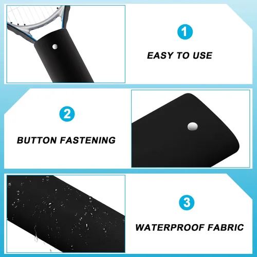 Miniatura 4 de Blueweenly 4 fundas para mango de raqueta de tenis, cubierta de agarre de raqueta de tenis, mango protector extraíble antideslizante de lona