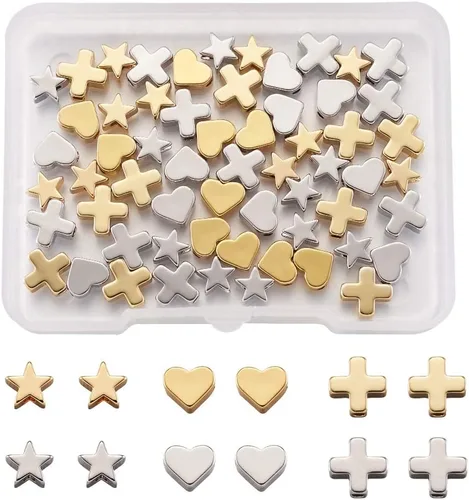 Miniatura 11 de Craftdady 300 piezas Cuentas espaciadoras de aleación tibetana dorada antigua 30 estilos surtidos Cuentas de columna poligonal asimétrica, cuentas