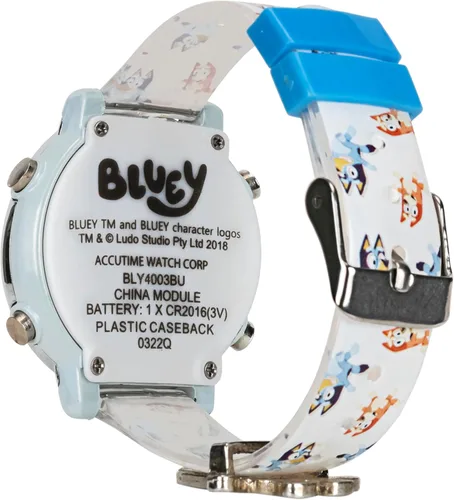 Miniatura 4 de Accutime Bluey and Bingo - Reloj digital de cuarzo para niños pequeños, niños y niñas, correa de silicona blanca con pantalla digital negra, azul