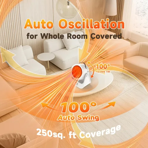 Miniatura 3 de Calentador eléctrico de cerámica PTC de 1500 W para exteriores, calefacción 1S de 250 pies cuadrados, 4 modos, calentadores de patio 3D verticales
