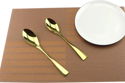 Miniatura 3 de Juego de cubiertos de acero inoxidable 18/10, 20 piezas, pulido de espejo, color dorado, para 4, con cuchillo, tenedores, cuchara de sopa, cuchara