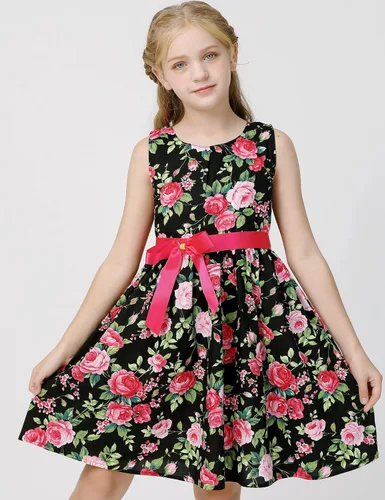 Miniatura 62 de Vestido de verano para niña, de algodón, con diseño floral