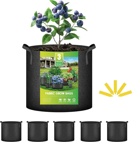 Miniatura 18 de iPower Paquete de 10 bolsas de cultivo de 3 galones, macetas de tela no tejida, contenedor de aireación con asas de correa para jardín y plantación