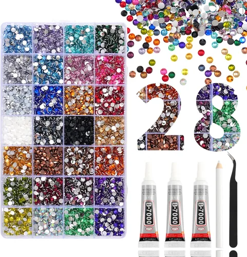 Miniatura 14 de 15000 diamantes de imitación con parte trasera plana para manualidades, cristales de colores mixtos de 0.118 pulgadas, gemas de resina con purpurina