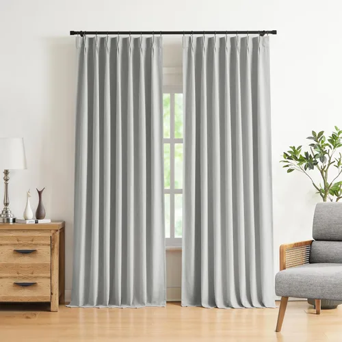 Miniatura 32 de Vision Home Cortinas marrones con pliegues pinzados de bloqueo total, cortinas de ventana de lino mezclado para oscurecimiento de la habitación, 95