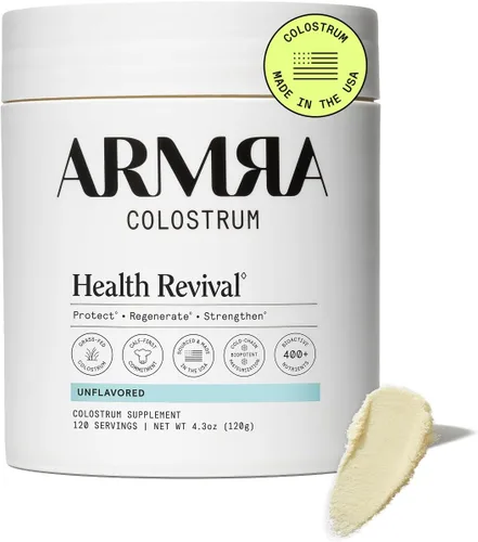 Miniatura 11 de ARMRA Polvo de Colostro Naranja Sangre Salud intestinal y reducción de hinchazón Piel y cabello Inmunidad Keto, sin gluten y sin grasa
