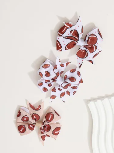 Miniatura 2 de BBTDIN Baby Football Turban Headband Girl Football Bows Baby Football Hair Band Bow BBG19 (3 Pcs-F1)