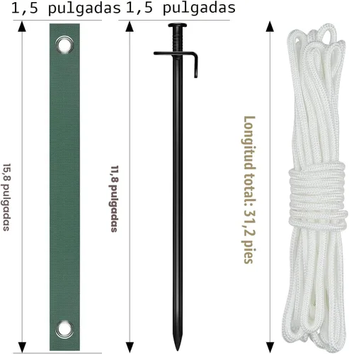Miniatura 6 de Kits de estacas de árbol de acero resistente, kits de estacas y soportes para árboles jóvenes contra el mal tiempo, incluye 3 correas de árbol