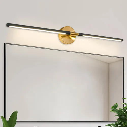 Miniatura 16 de Lámparas doradas para baño sobre espejo de 24 pulgadas, 18W 360° Giratorias Regulables 4000K Lámpara de Tocador LED de Latón, Luces de Tocador