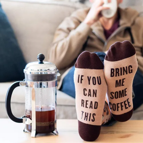 Miniatura 5 de Lavley Calcetines divertidos con texto en inglés "If You Can Read This, Bring Me Funny Socks", regalos novedosos para hombres, mujeres y adolescentes