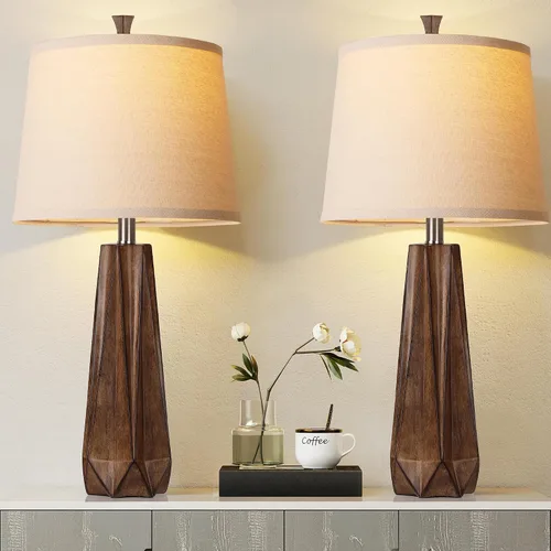 Miniatura 8 de WIHTU 3 Color Temperature Table Lamps Set of 2, Green Modern Table Lamp for Living Room, 27'' Beside Lamp with Linen Shade, Resin Desk Lamp for